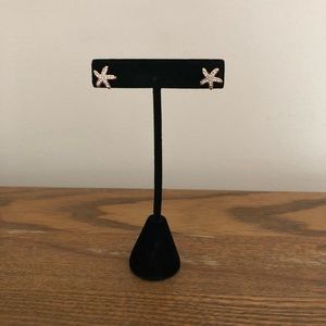 Gold Sparkly Starfish Stud Earrings